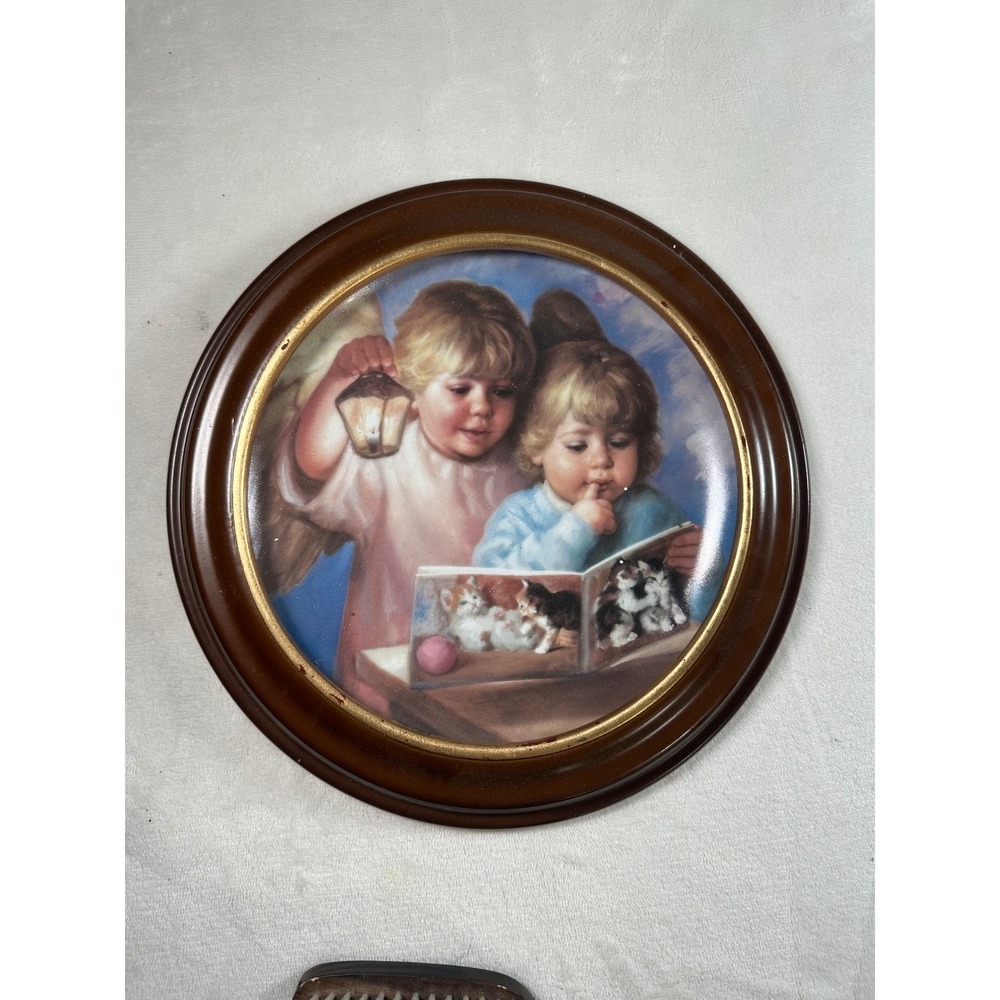 Artaffects Heavenly Light MaGo Heavenly Angels Collector Plate 1991 Wood Framed